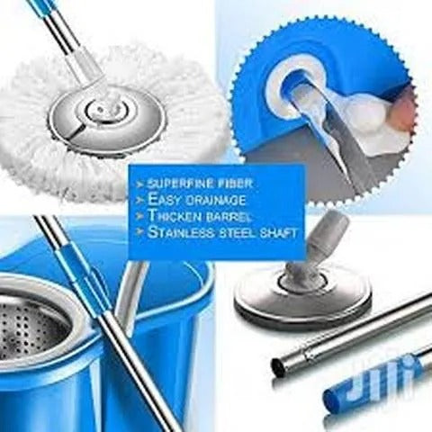Easy Spin Mop Set Steel Bucket 1 Extra Refill Free  – 360 Degree