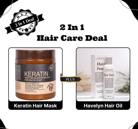 Keratin Hair Mask + Havelyn Hair Food Oil – Your Ultimate Hair Repair Duo